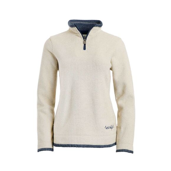 Weird Fish Womens/Ladies Beye Grid Eco Friendly Quarter Zip Fleece Top / Ecru - Picture 1 of 3